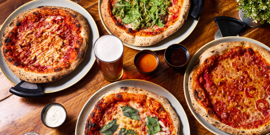 Selection of pizzas Selection of pizzas