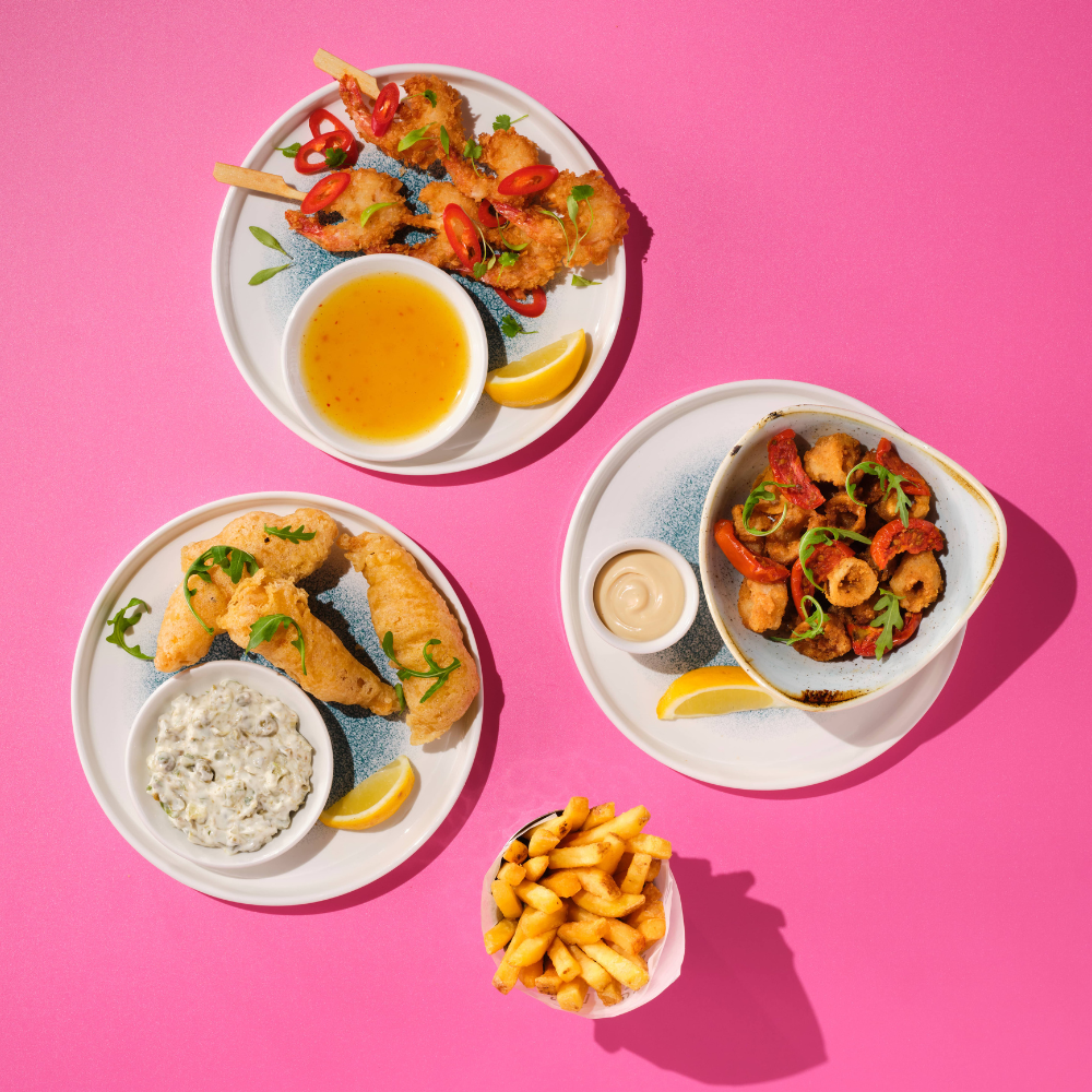 Small Plates - Prawns, Cod Goujons, Calamari, Fries Small Plates - Prawns, Cod Goujons, Calamari, Fries