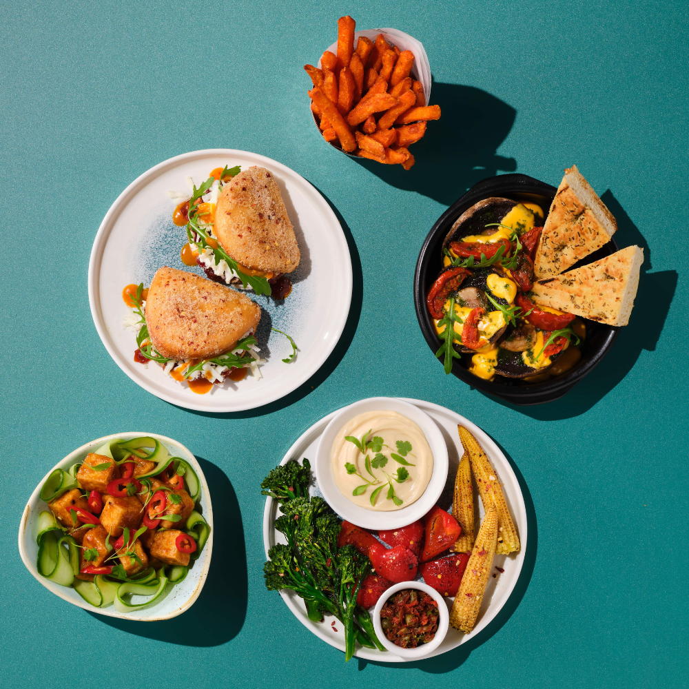 Small Plates - Bao Buns, Cheesy Mushrooms, Tofu, Salt & Chill Veg, Sweet Potato Fries Small Plates - Bao Buns, Cheesy Mushrooms, Tofu, Salt & Chill Veg, Sweet Potato Fries