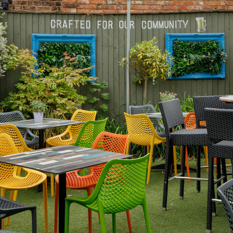 Outdoor beer garden in Manchester Outdoor beer garden in Manchester